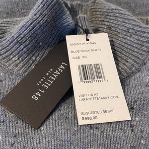 Lafayette 148 New York Sweater Dress Blue Wool Cashmere XS